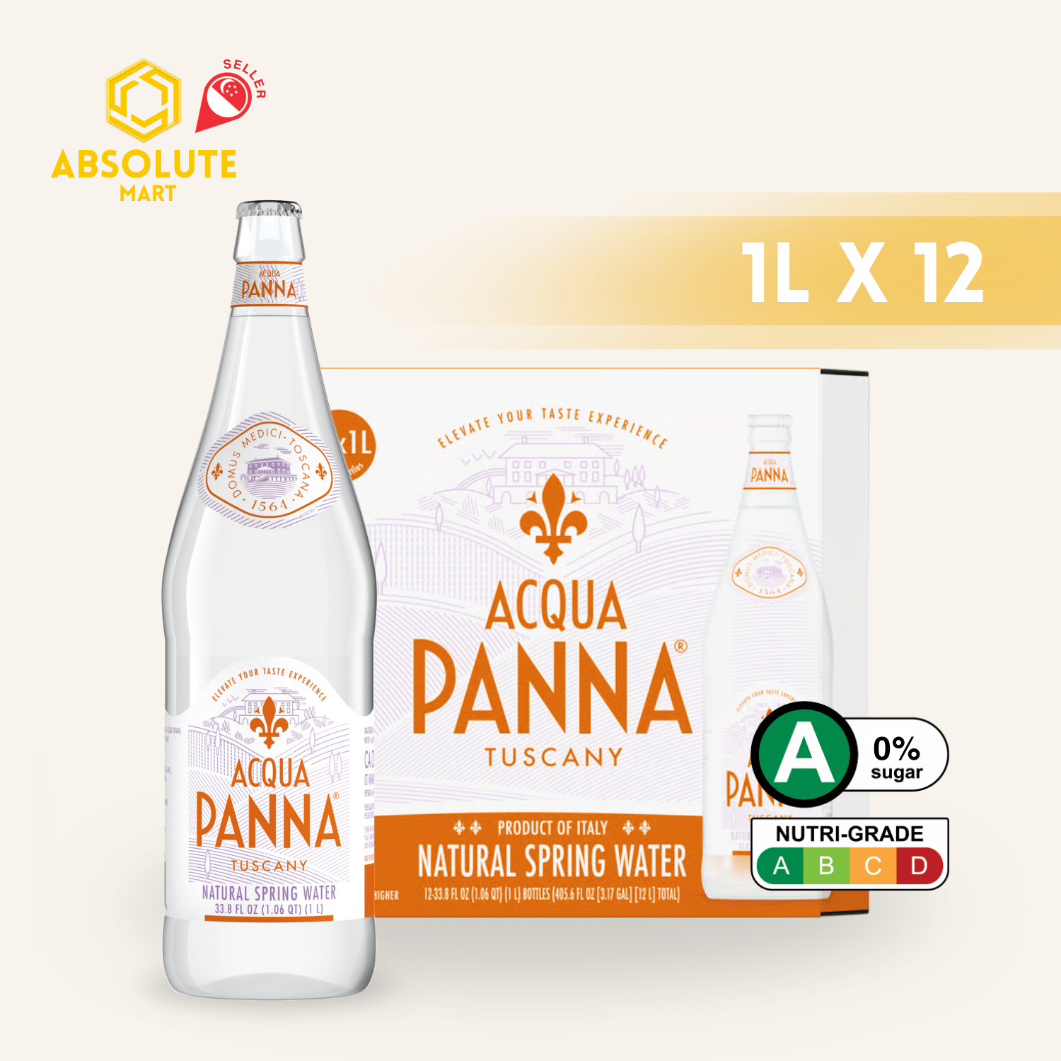 ACQUA PANNA Still Mineral Water 1L X 12 (GLASS) - ABSOLUTE MARTACQUA PANNA Still Mineral Water 1L X 12 (GLASS)Still Water