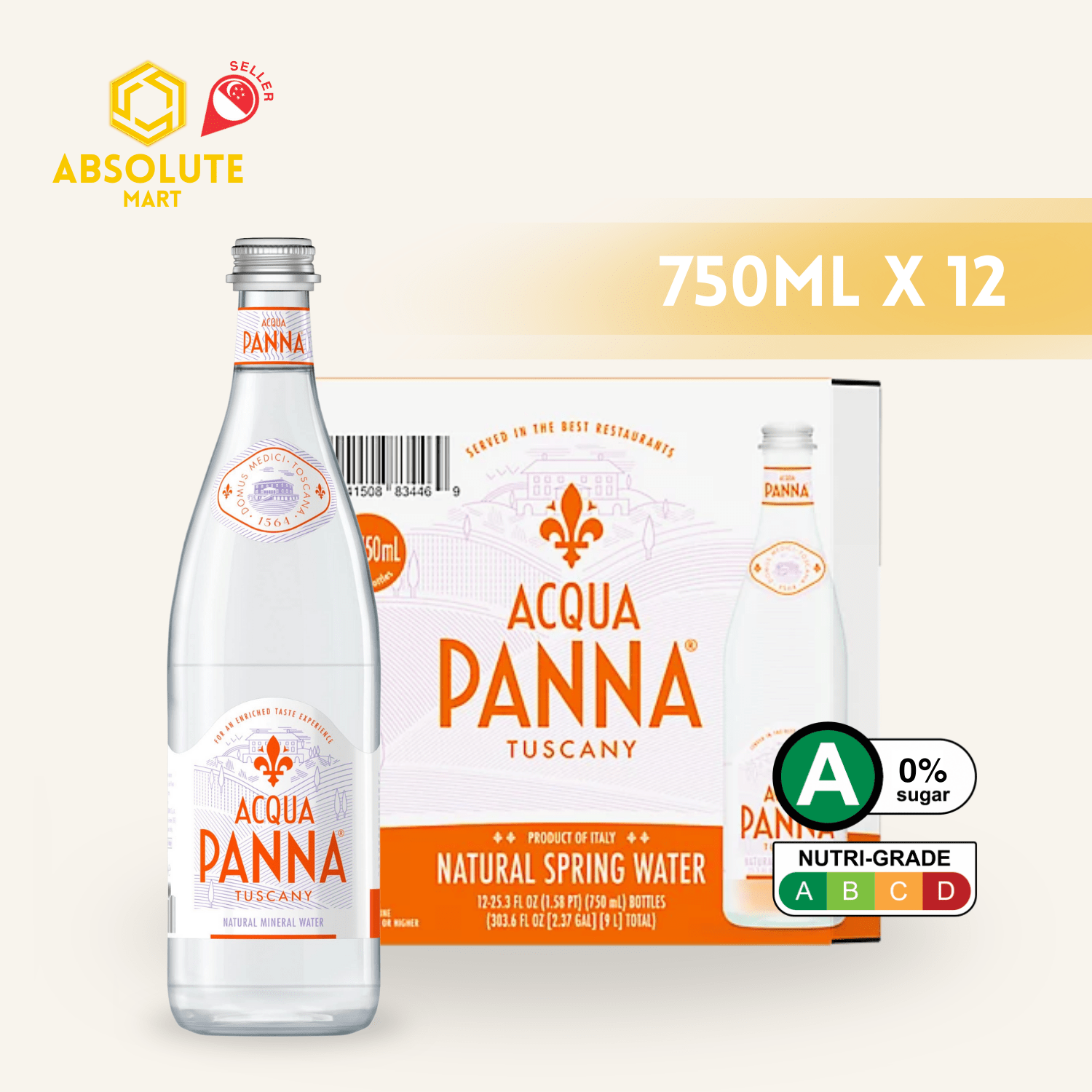 ACQUA PANNA Still Mineral Water 750ML X 12 (GLASS) - ABSOLUTE MARTACQUA PANNA Still Mineral Water 750ML X 12 (GLASS)Still Water