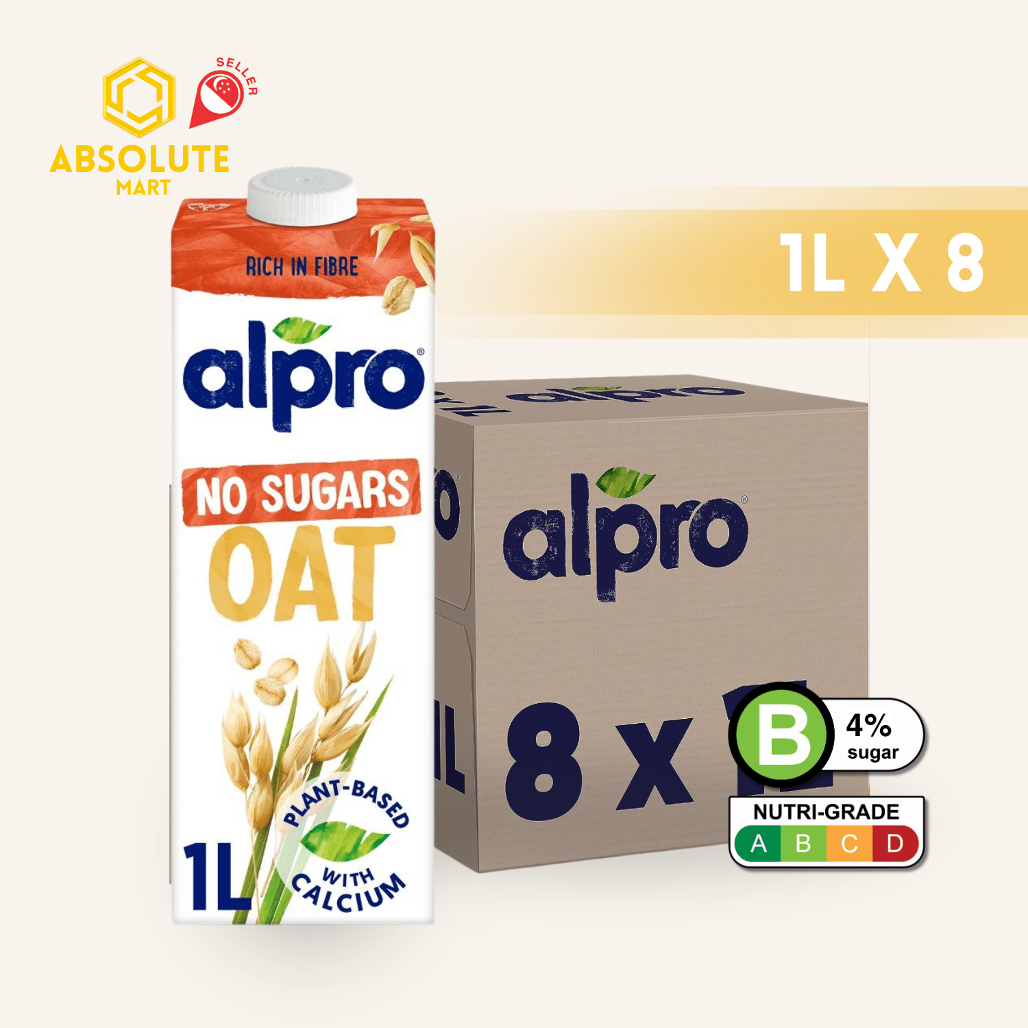 ALPRO No Sugars Oat Milk 1L X 8 (TETRA) - ABSOLUTE MARTALPRO No Sugars Oat Milk 1L X 8 (TETRA)Oat Milk
