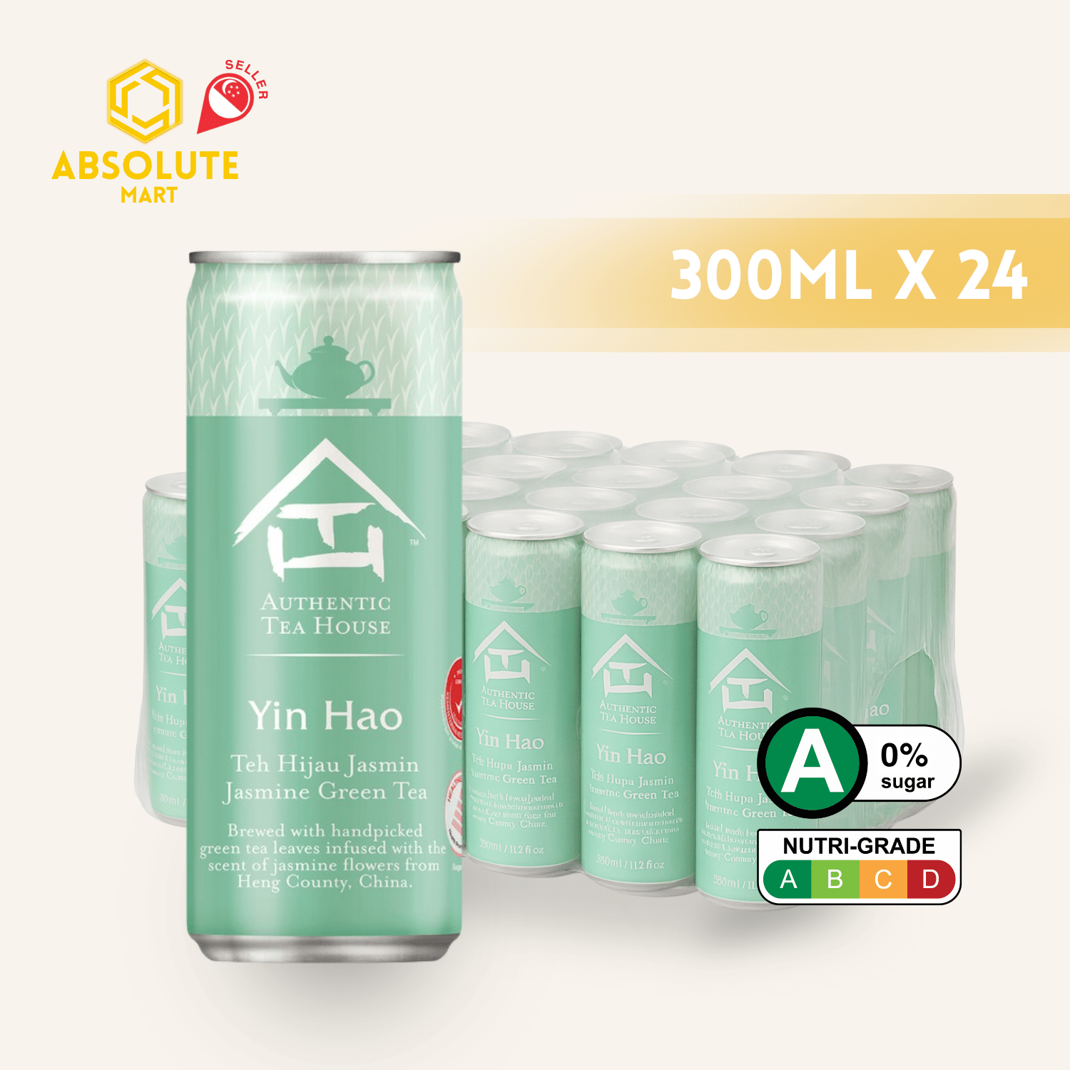 AUTHENTIC TEA HOUSE Yin Hao Green Tea 300ML X 24 (CAN) - ABSOLUTE MARTAUTHENTIC TEA HOUSE Yin Hao Green Tea 300ML X 24 (CAN)Unflavoured Tea