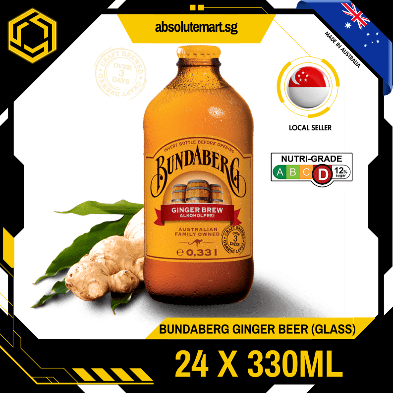 BUNDABERG Ginger Beer 375ML X 24 (GLASS BOTTLE) - ABSOLUTE MARTBUNDABERG Ginger Beer 375ML X 24 (GLASS BOTTLE)