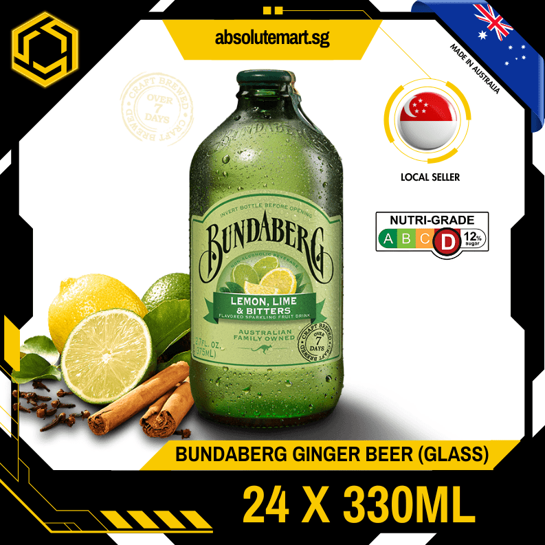 BUNDABERG Lemon Lime & Bitters 375ML X 24 (GLASS BOTTLE) - ABSOLUTE MARTBUNDABERG Lemon Lime & Bitters 375ML X 24 (GLASS BOTTLE)