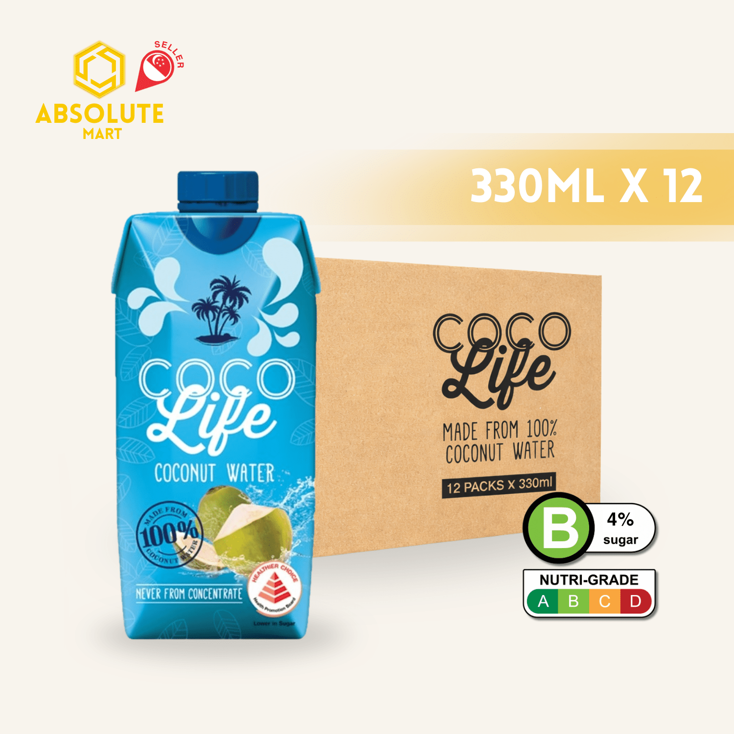 COCOLIFE Coconut Water 330ML X 12 (TETRA) - ABSOLUTE MARTCOCOLIFE Coconut Water 330ML X 12 (TETRA)Coconut Water