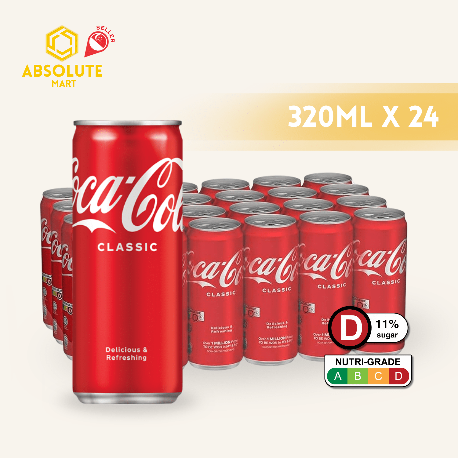COKE Classic 320ML X 24 (CAN) - ABSOLUTE MARTCOKE Classic 320ML X 24 (CAN)Cola & Classic Sodas