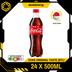 COKE Original Taste 500ML X 24 (BOTTLE) - ABSOLUTE MARTCOKE Original Taste 500ML X 24 (BOTTLE)