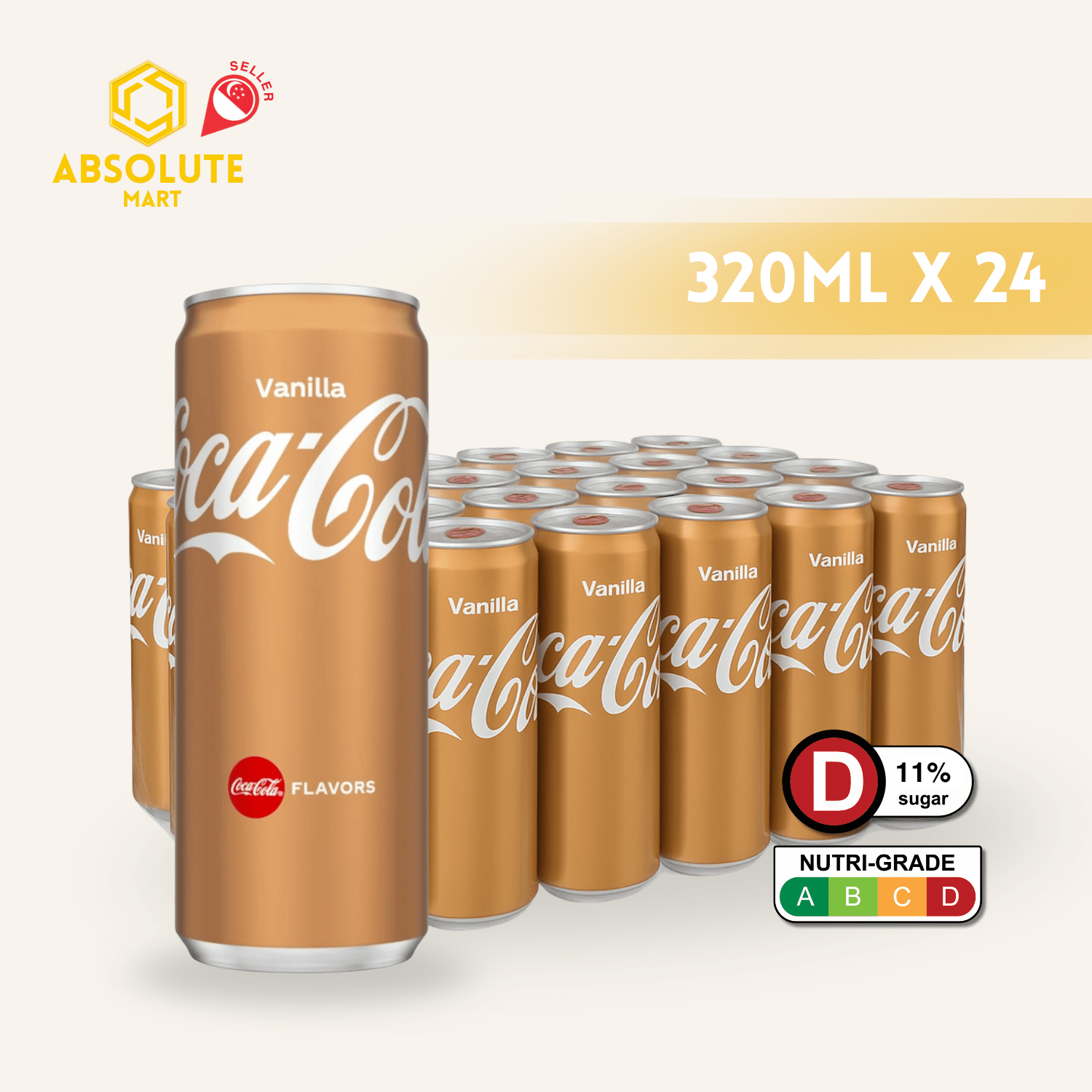 COKE Vanilla 320ML X 24 (CAN) - ABSOLUTE MARTCOKE Vanilla 320ML X 24 (CAN)Cola & Classic Sodas