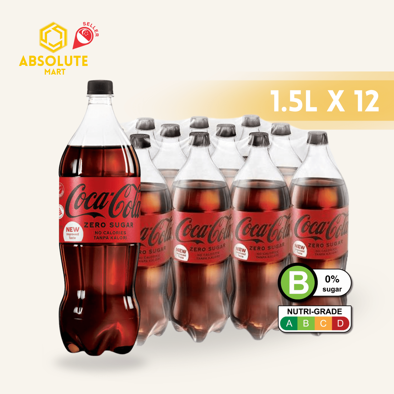 COKE ZERO (No Sugar) 1.5L X 12 (BOTTLE) - ABSOLUTE MARTCOKE ZERO (No Sugar) 1.5L X 12 (BOTTLE)Cola & Classic Sodas