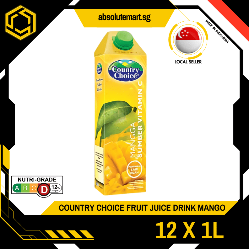 COUNTRY CHOICE Fruit Juice Drink Mango 1L x 12 (TETRA) - ABSOLUTE MARTCOUNTRY CHOICE Fruit Juice Drink Mango 1L x 12 (TETRA)