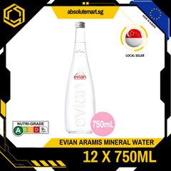 EVIAN ARAMIS Mineral Water 750ML X 12 (GLASS) - ABSOLUTE MARTEVIAN ARAMIS Mineral Water 750ML X 12 (GLASS)