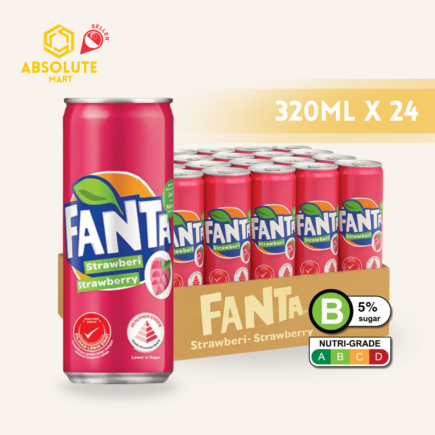 FANTA Strawberry 320ML X 24 (CAN) - ABSOLUTE MARTFANTA Strawberry 320ML X 24 (CAN)Cola & Classic Sodas