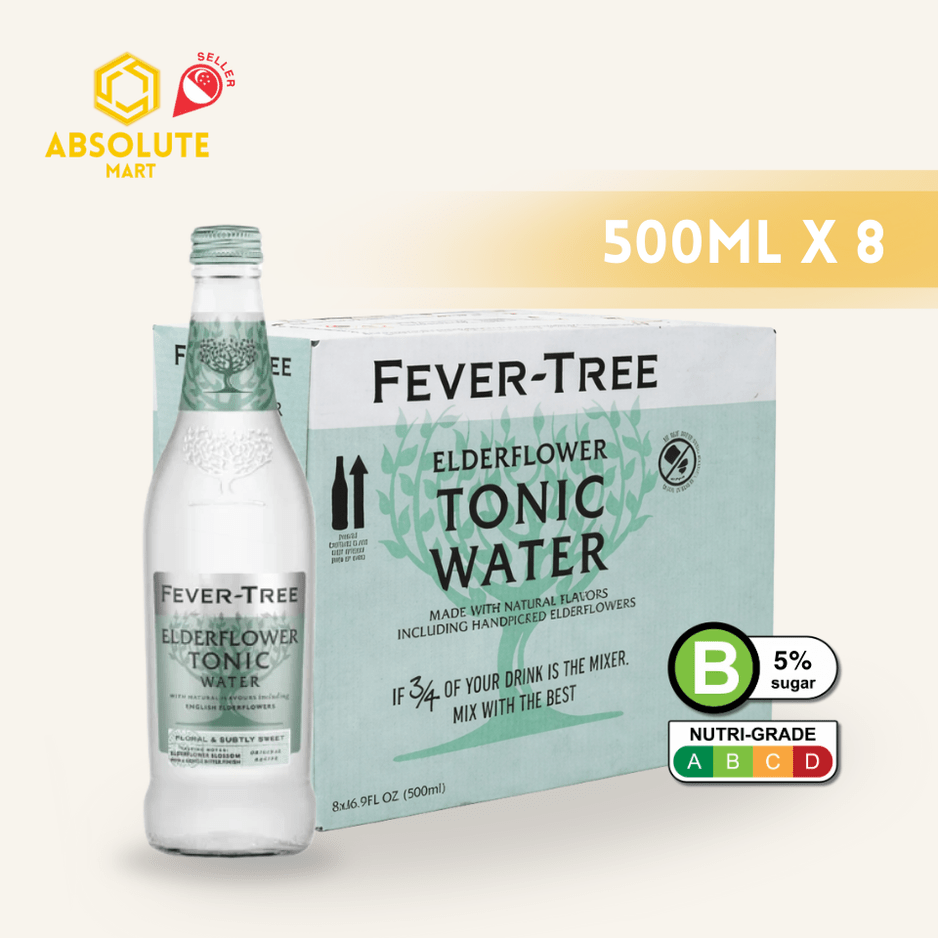 FEVER TREE Premium Light Elderflower Tonic Water 500ML X 8 (GLASS) - ABSOLUTE MARTFEVER TREE Premium Light Elderflower Tonic Water 500ML X 8 (GLASS)Tonic & Mixers