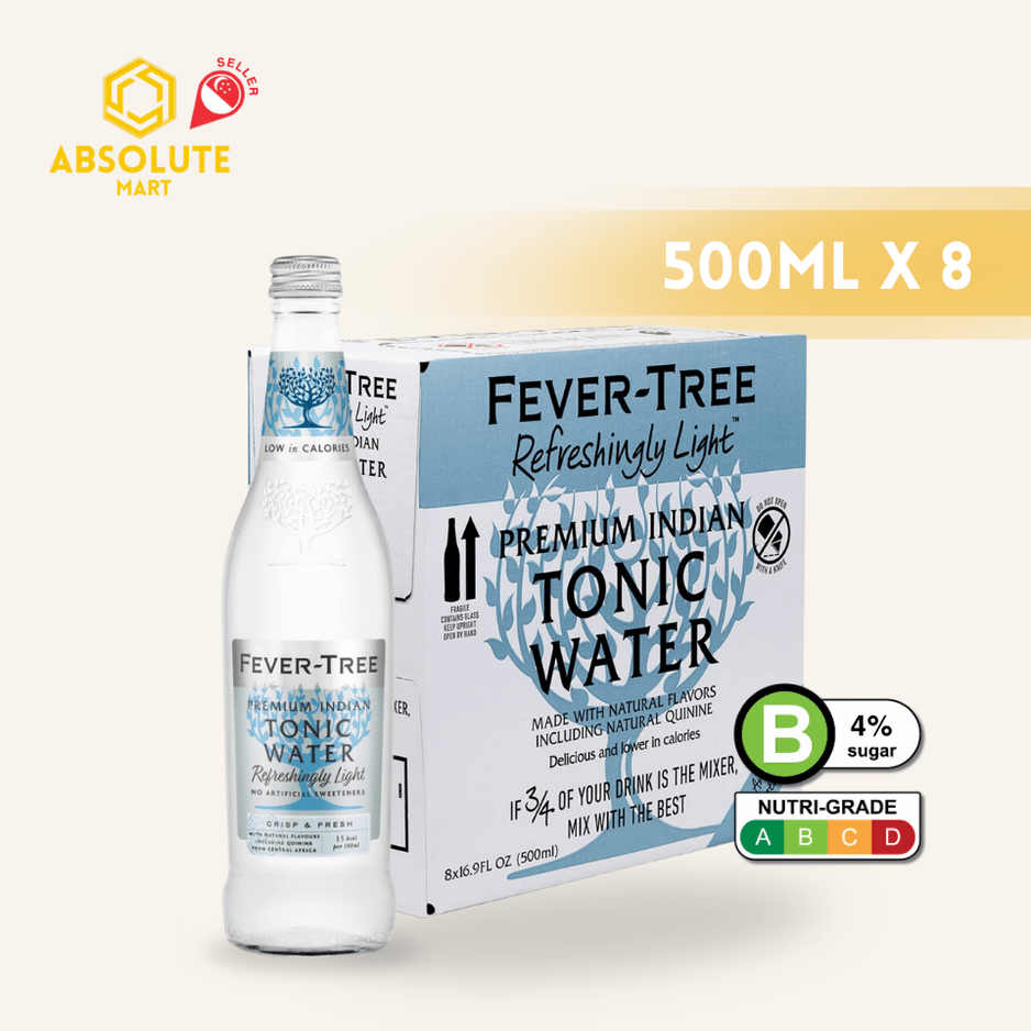 FEVER TREE Premium Light Indian Tonic Water 500ML X 8 (GLASS) - ABSOLUTE MARTFEVER TREE Premium Light Indian Tonic Water 500ML X 8 (GLASS)Tonic & Mixers