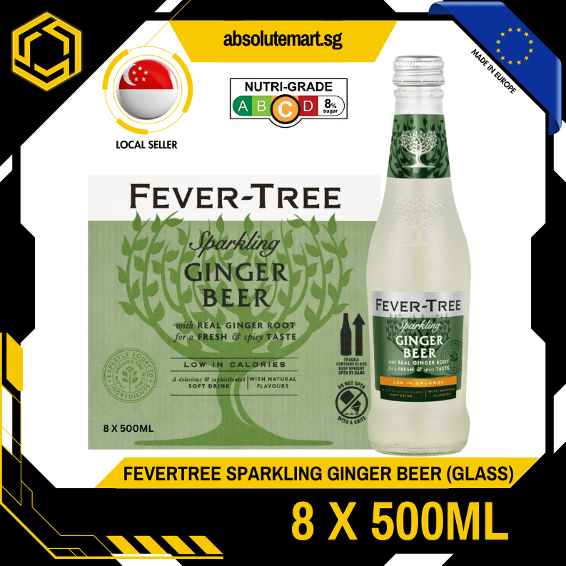 FEVER TREE Sparkling Ginger Beer 500ML X 8 (GLASS) - ABSOLUTE MARTFEVER TREE Sparkling Ginger Beer 500ML X 8 (GLASS)