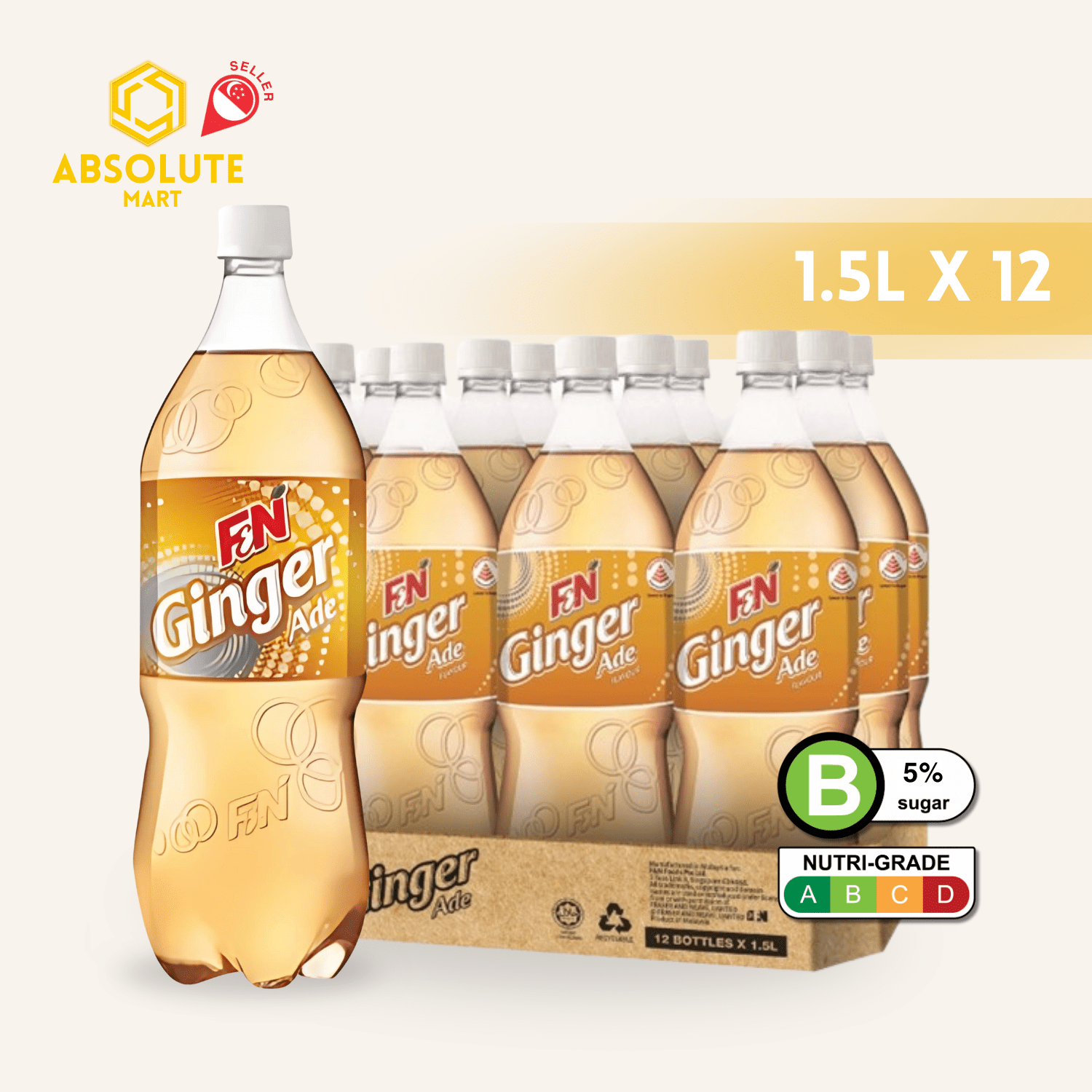 F&N Ginger Ade 1.5L X 12 (BOTTLE) - ABSOLUTE MARTF&N Ginger Ade 1.5L X 12 (BOTTLE)Cola & Classic Sodas
