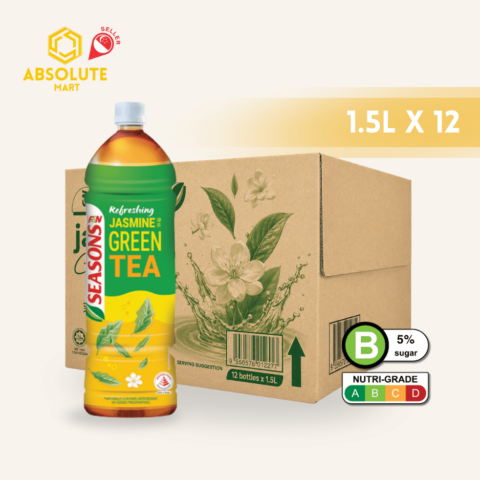 F&N Seasons Jasmine Green Tea 1.5L X 12 (BOTTLE) - ABSOLUTE MARTF&N Seasons Jasmine Green Tea 1.5L X 12 (BOTTLE)Flavoured & Milk Tea
