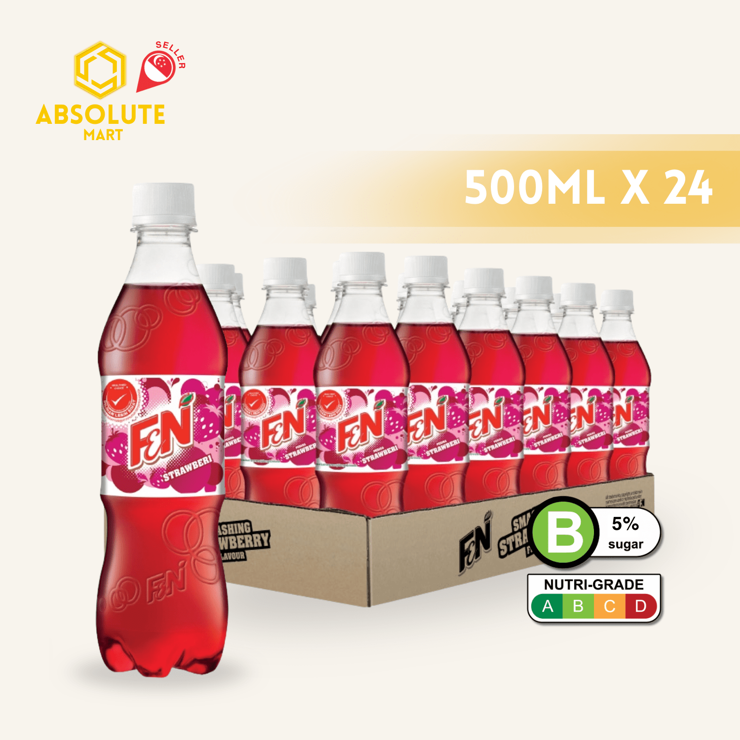 F&N Strawberry 500ML X 24 (BOTTLE) - ABSOLUTE MARTF&N Strawberry 500ML X 24 (BOTTLE)Cola & Classic Sodas