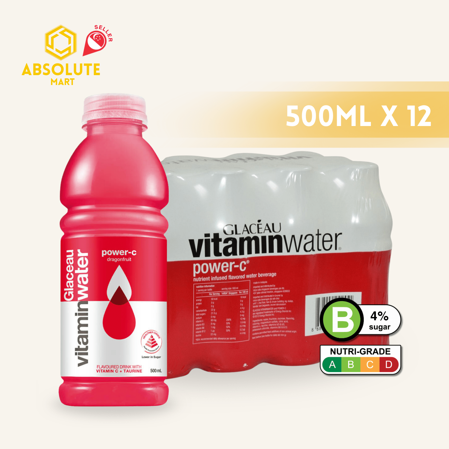 GLACEAU Vitamin Water Power C 500ML X 12 (BOTTLES) - ABSOLUTE MARTGLACEAU Vitamin Water Power C 500ML X 12 (BOTTLES)Vitamin Water