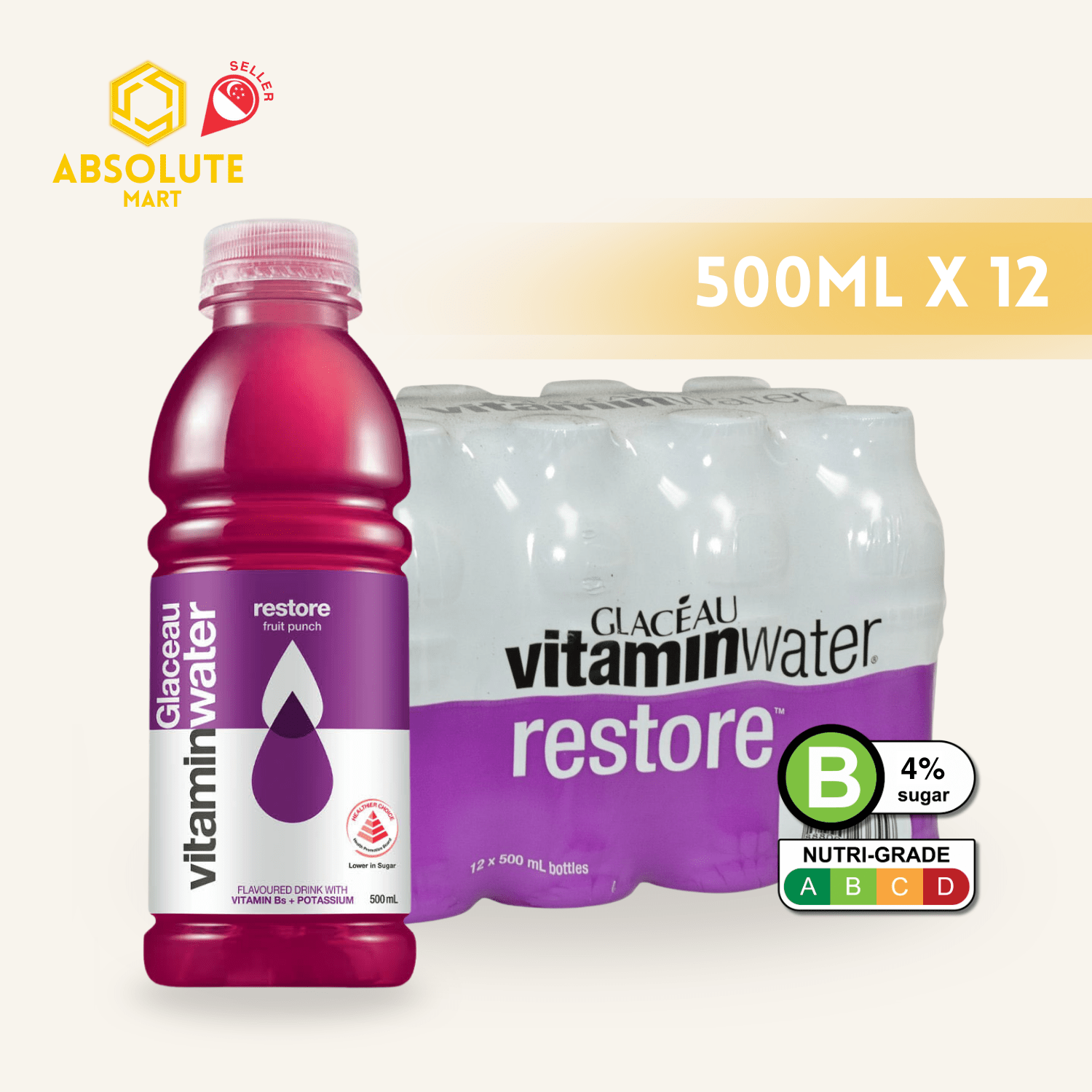 GLACEAU Vitamin Water Restore 500ML X 12 (BOTTLES) - ABSOLUTE MARTGLACEAU Vitamin Water Restore 500ML X 12 (BOTTLES)Vitamin Water