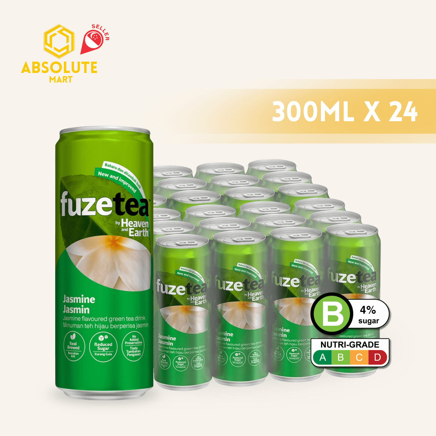 H&E Fuze Green Tea 300ML X 24 (CAN) - ABSOLUTE MARTH&E Fuze Green Tea 300ML X 24 (CAN)Flavoured & Milk Tea