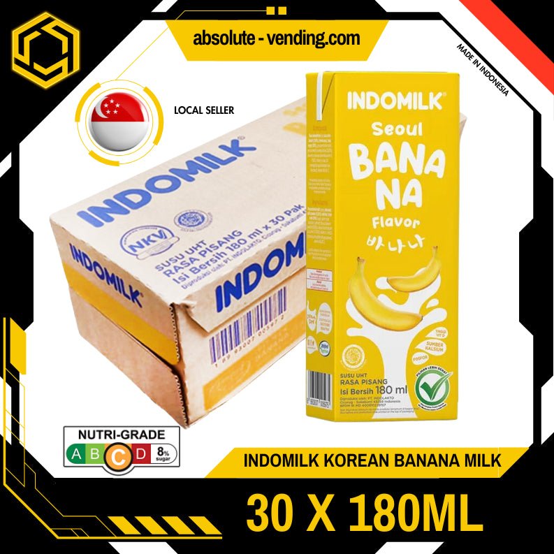 INDOMILK Korean Banana Milk 180ML X 30 (TETRA) - ABSOLUTE MARTINDOMILK Korean Banana Milk 180ML X 30 (TETRA)