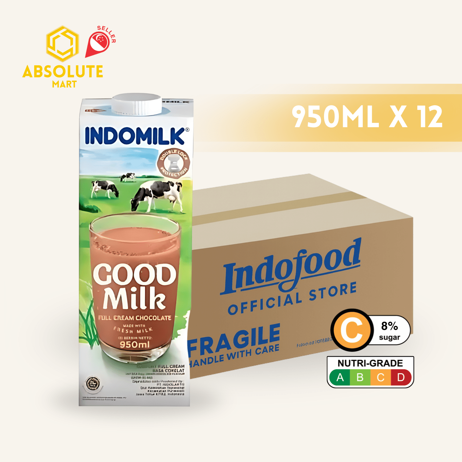 INDOMILK UHT Chocolate Milk 950ML X 12 (TETRA) - ABSOLUTE MARTINDOMILK UHT Chocolate Milk 950ML X 12 (TETRA)Chocolate Milk
