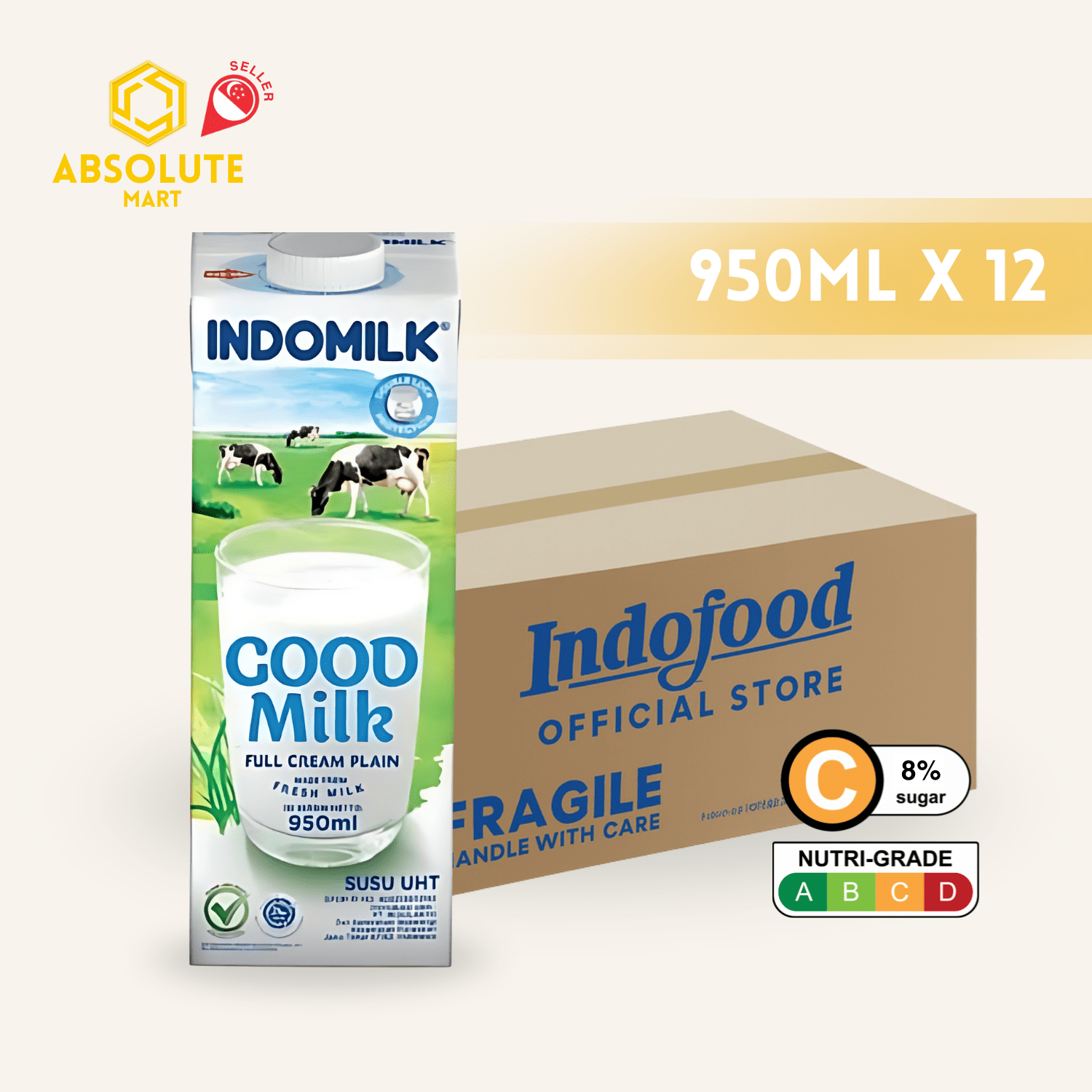 INDOMILK UHT Full Cream Milk 950ML X 12 (TETRA) - ABSOLUTE MARTINDOMILK UHT Full Cream Milk 950ML X 12 (TETRA)Dairy Milk