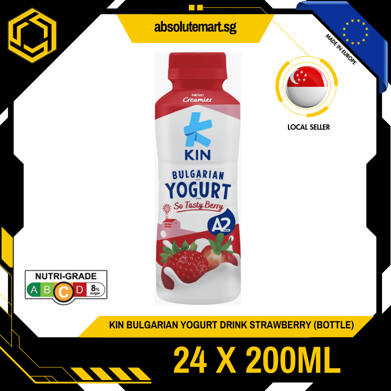 KIN Bulgarian Yogurt Drink Strawberry 200ML X 24 (BOTTLE) - ABSOLUTE MARTKIN Bulgarian Yogurt Drink Strawberry 200ML X 24 (BOTTLE)