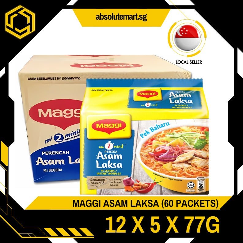 MAGGI Noodles Asam Laksa Flavour 12 X 5 X 77G (60 PACKETS) - ABSOLUTE MARTMAGGI Noodles Asam Laksa Flavour 12 X 5 X 77G (60 PACKETS)