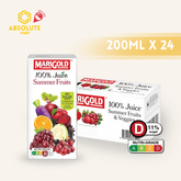 MARIGOLD 100% Summer Fruits & Veggies 200ML X 24 (TETRA) - ABSOLUTE MARTMARIGOLD 100% Summer Fruits & Veggies 200ML X 24 (TETRA)Juices