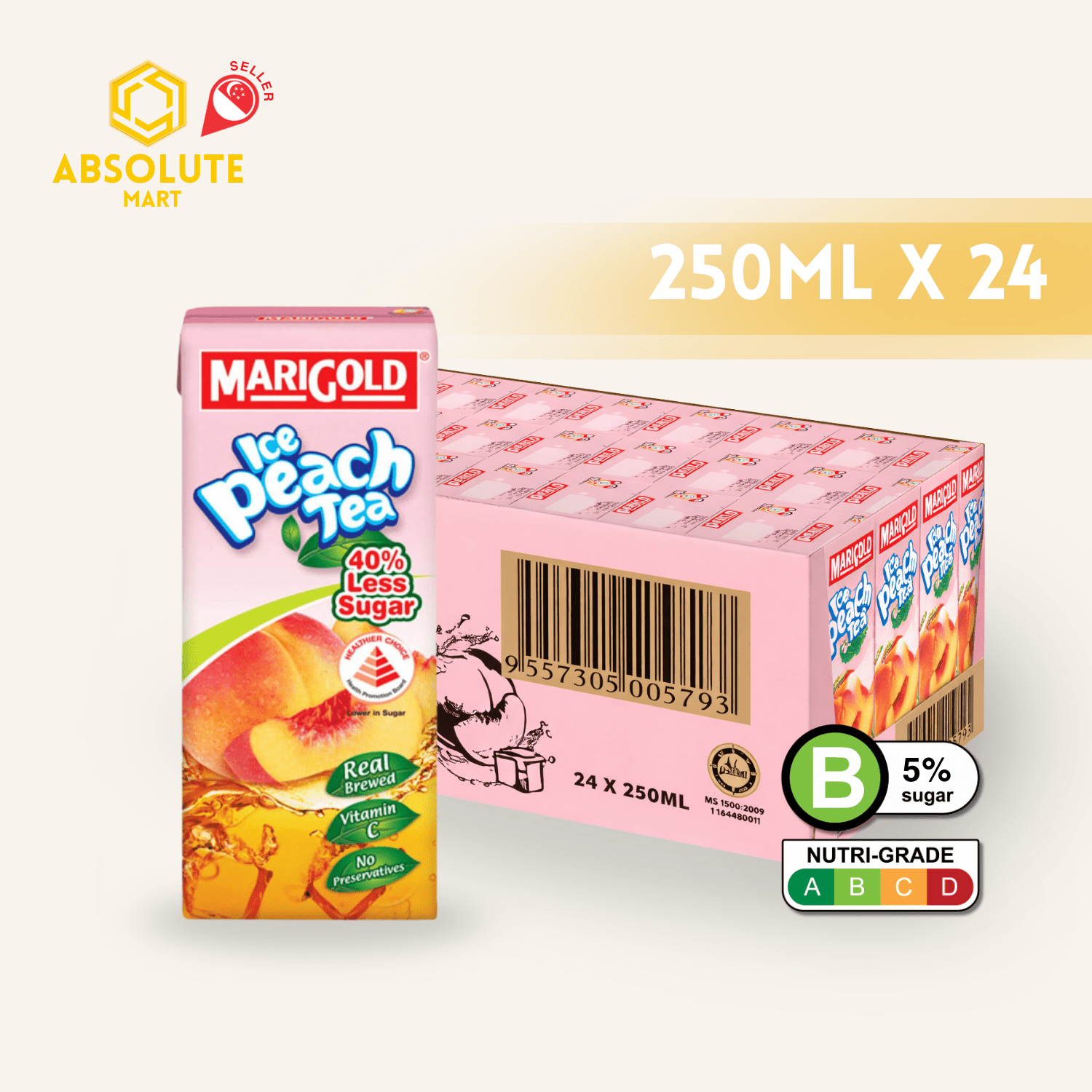 MARIGOLD Asian Drink Peach Tea 250ML X 24 (TETRA) - ABSOLUTE MARTMARIGOLD Asian Drink Peach Tea 250ML X 24 (TETRA)Flavoured & Milk Tea