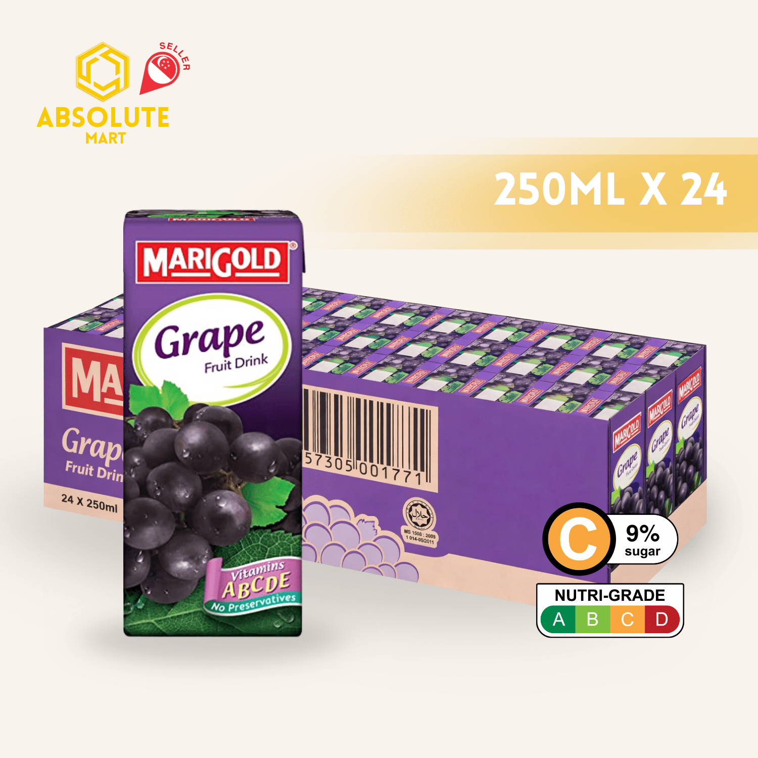 MARIGOLD Fruit Drink Grape 250ML X 24 (TETRA) - ABSOLUTE MARTMARIGOLD Fruit Drink Grape 250ML X 24 (TETRA)Fruit Drinks