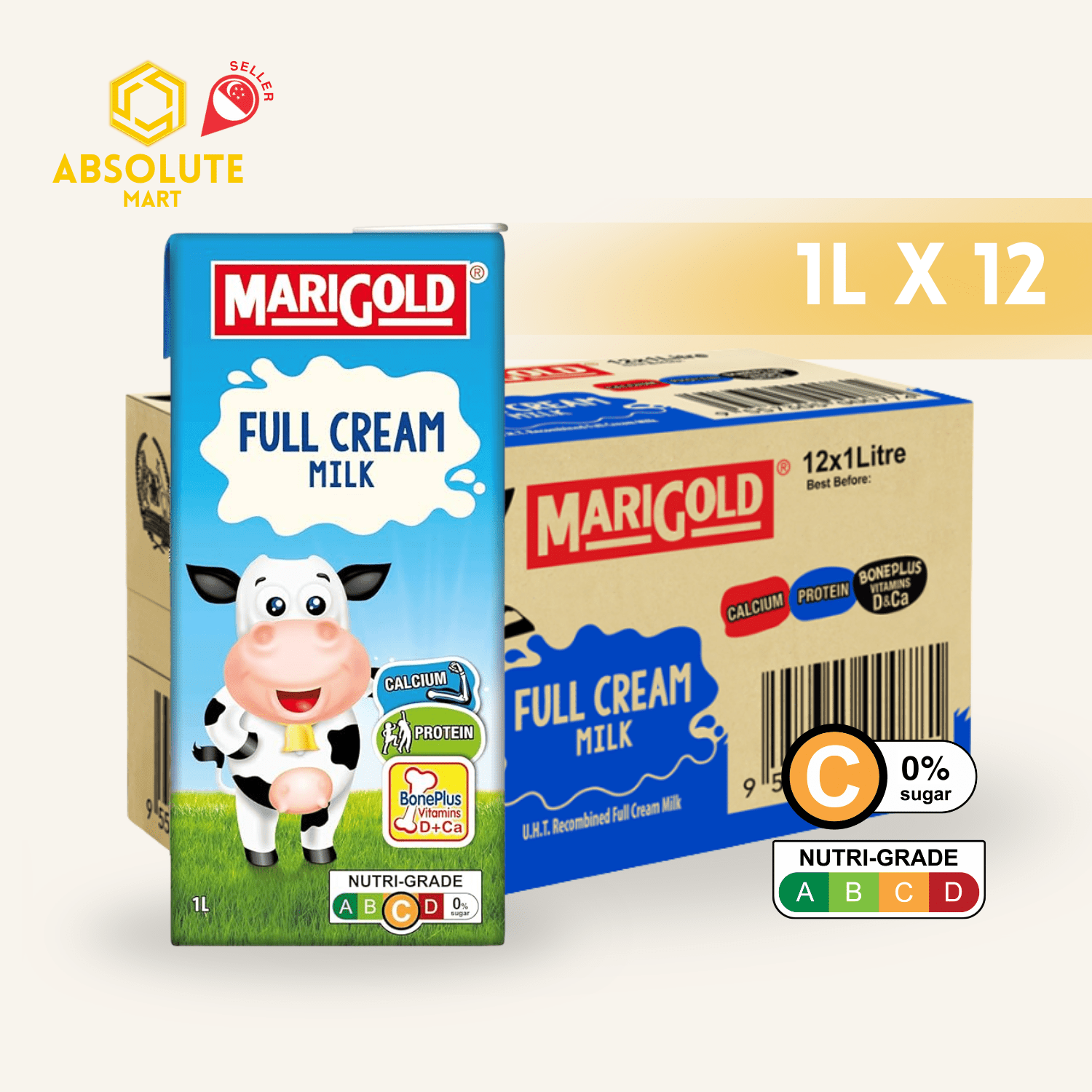 MARIGOLD UHT Full Cream Milk 1L X 12 (TETRA) - ABSOLUTE MARTMARIGOLD UHT Full Cream Milk 1L X 12 (TETRA)Dairy Milk