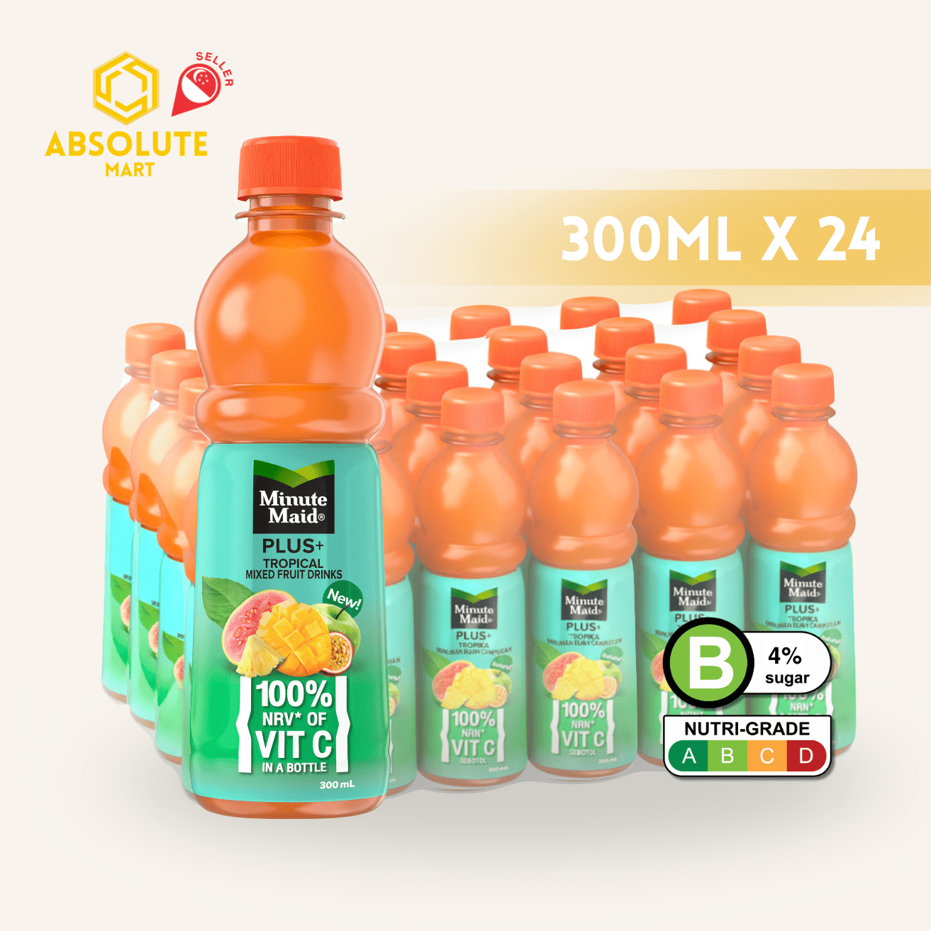 MINUTE MAID Plus Tropical 300ML X 24 (BOTTLE) - ABSOLUTE MARTMINUTE MAID Plus Tropical 300ML X 24 (BOTTLE)Juices