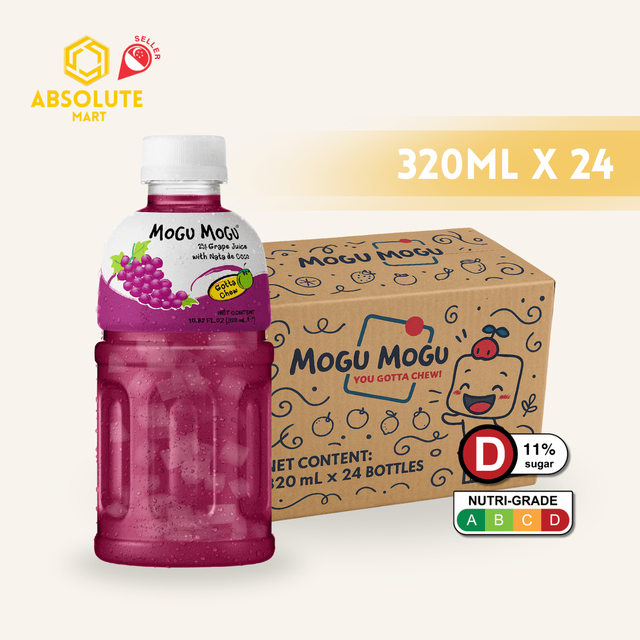 MOGU MOGU Grape 320ML X 24 (BOTTLE) - ABSOLUTE MARTMOGU MOGU Grape 320ML X 24 (BOTTLE)Fruit Drinks