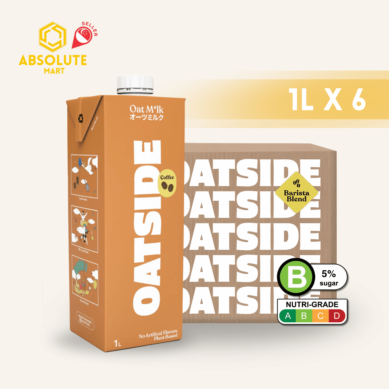 OATSIDE Coffee Latte Edition Oat Milk 1L X 6 (TETRA) - ABSOLUTE MARTOATSIDE Coffee Latte Edition Oat Milk 1L X 6 (TETRA)Ready To Drink Coffee