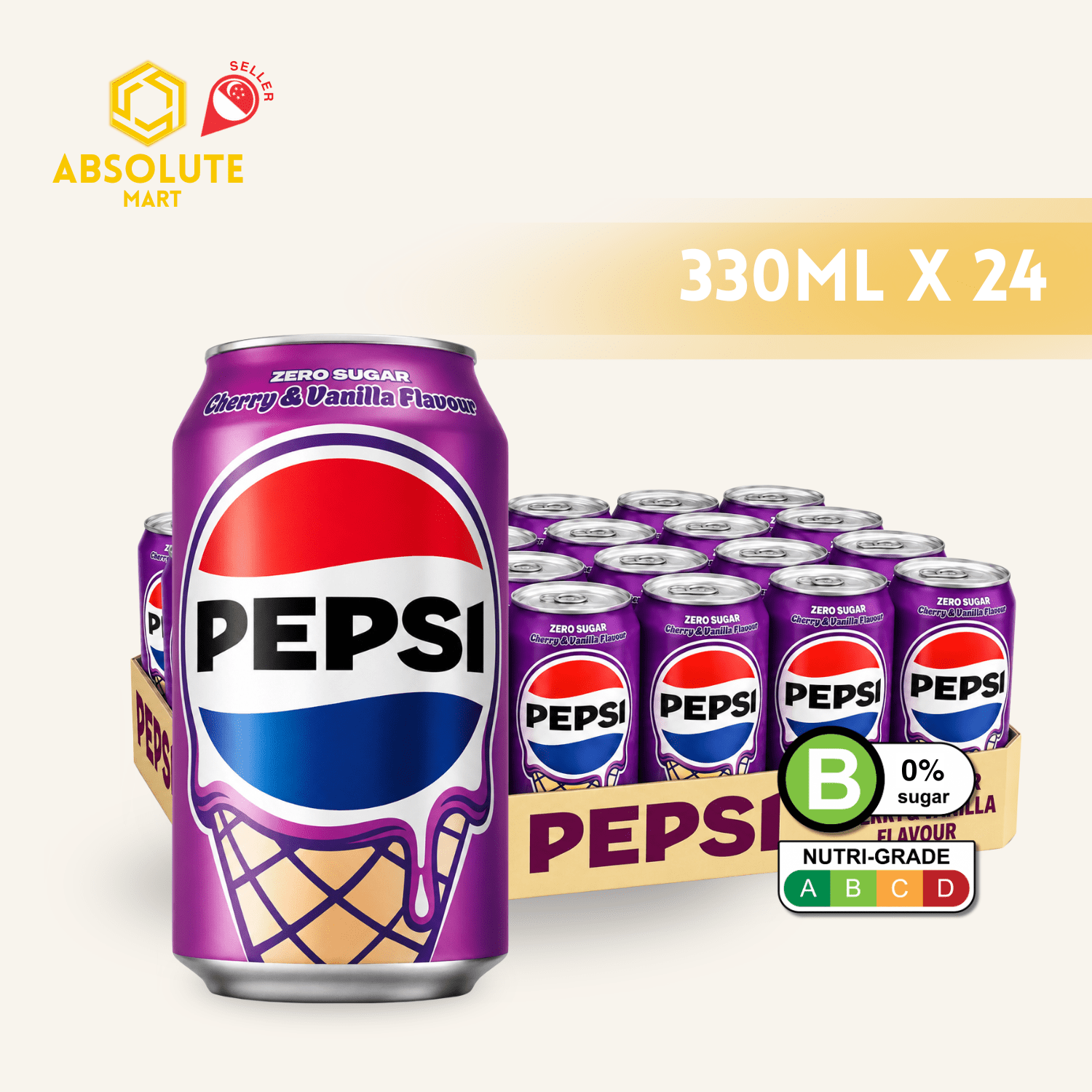 PEPSI Cherry Vanilla Zero Sugar 330ML X 24 (CAN) - ABSOLUTE MARTPEPSI Cherry Vanilla Zero Sugar 330ML X 24 (CAN)Cola & Classic Sodas