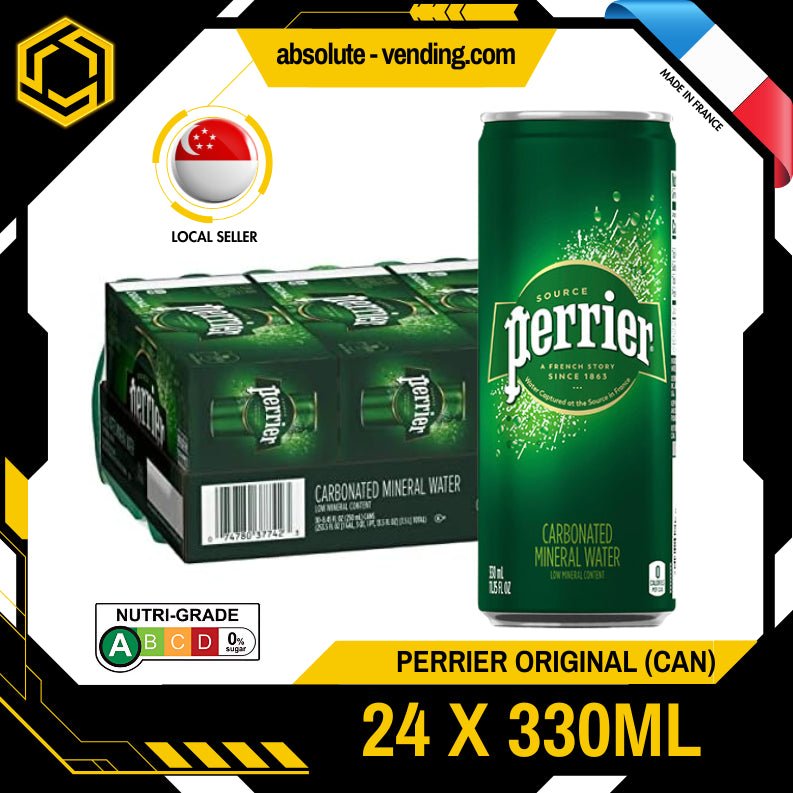 PERRIER Original Sparkling Mineral Water 330ML X 24 (CAN) - ABSOLUTE MARTPERRIER Original Sparkling Mineral Water 330ML X 24 (CAN)