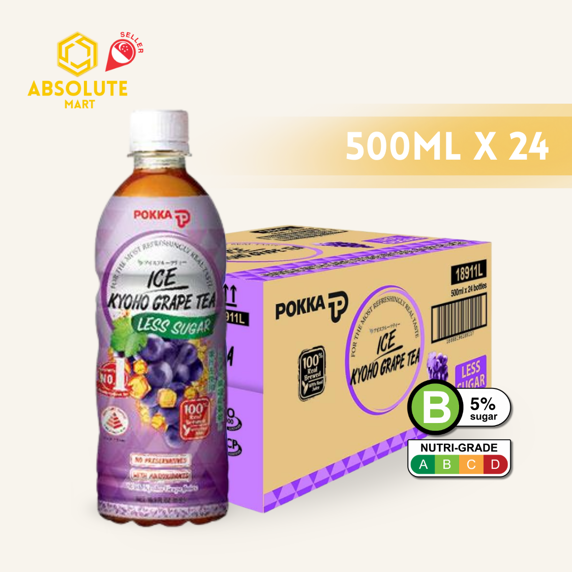 POKKA Grape Tea 500ML X 24 (BOTTLE) - ABSOLUTE MARTPOKKA Grape Tea 500ML X 24 (BOTTLE)Flavoured & Milk Tea