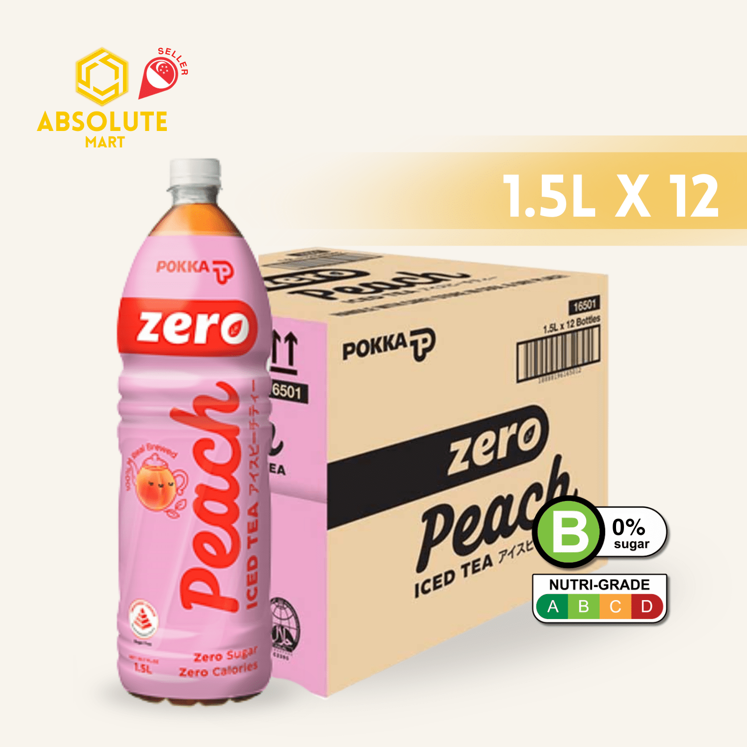 POKKA Ice Peach Tea Zero 1.5L X 12 (BOTTLE) - ABSOLUTE MARTPOKKA Ice Peach Tea Zero 1.5L X 12 (BOTTLE)Flavoured & Milk Tea