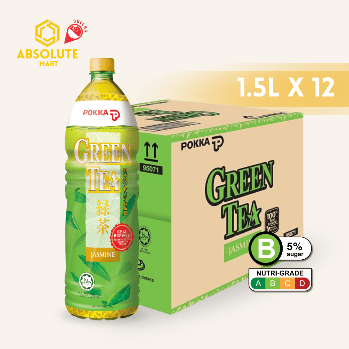 POKKA Jasmine Green Tea 1.5L X 12 (BOTTLE) - ABSOLUTE MARTPOKKA Jasmine Green Tea 1.5L X 12 (BOTTLE)Flavoured & Milk Tea