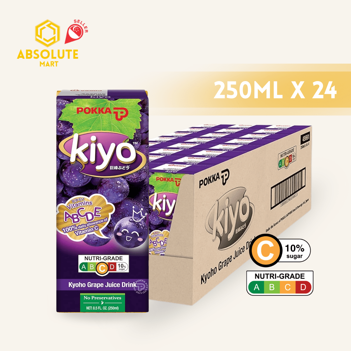 POKKA Kiyo Grape Juice 250ML X 24 (TETRA) - ABSOLUTE MARTPOKKA Kiyo Grape Juice 250ML X 24 (TETRA)Fruit Drinks