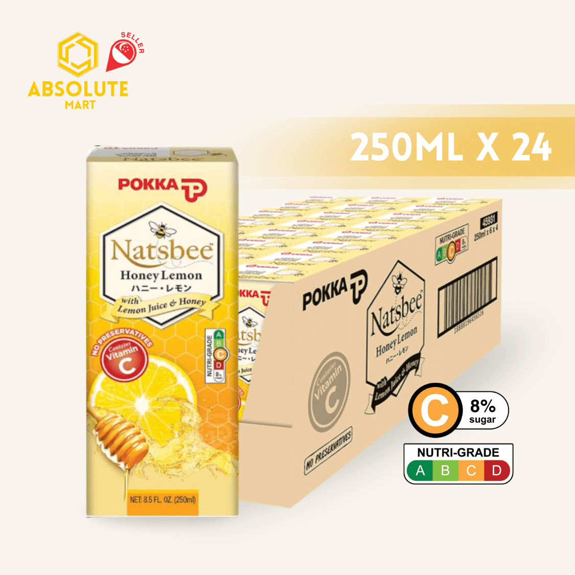 POKKA Natsbee Honey Lemon 250ML X 24 (TETRA) - ABSOLUTE MARTPOKKA Natsbee Honey Lemon 250ML X 24 (TETRA)Fruit Drinks