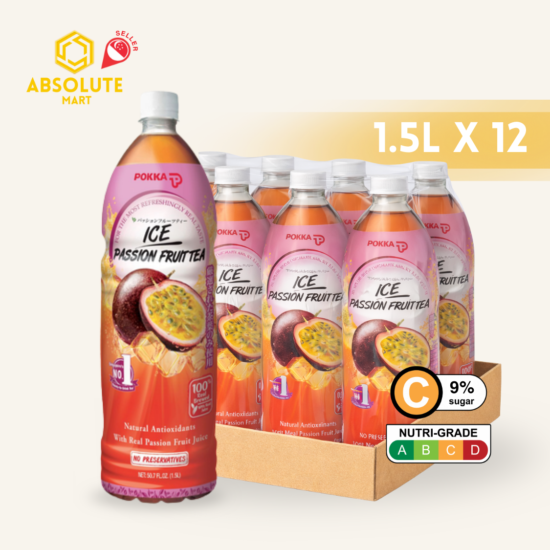 POKKA Passionfruit Tea 1.5L X 12 (BOTTLE) - ABSOLUTE MARTPOKKA Passionfruit Tea 1.5L X 12 (BOTTLE)Flavoured & Milk Tea