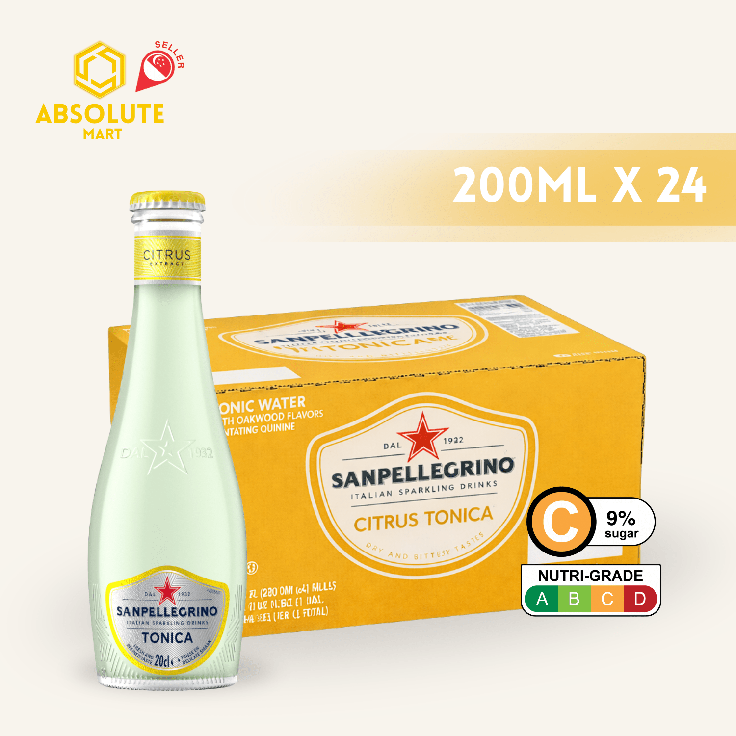 SAN PELLEGRINO Citrus Tonic Water X 24 (GLASS) - ABSOLUTE MARTSAN PELLEGRINO Citrus Tonic Water X 24 (GLASS)Tonic & Mixers