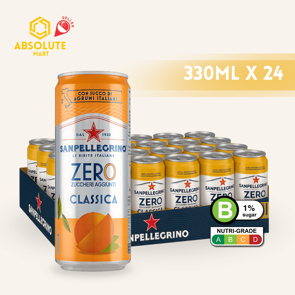 SAN PELLEGRINO Classica Zero 330ML X 24 (CAN) - ABSOLUTE MARTSAN PELLEGRINO Classica Zero 330ML X 24 (CAN)Flavoured Sparkling Drinks