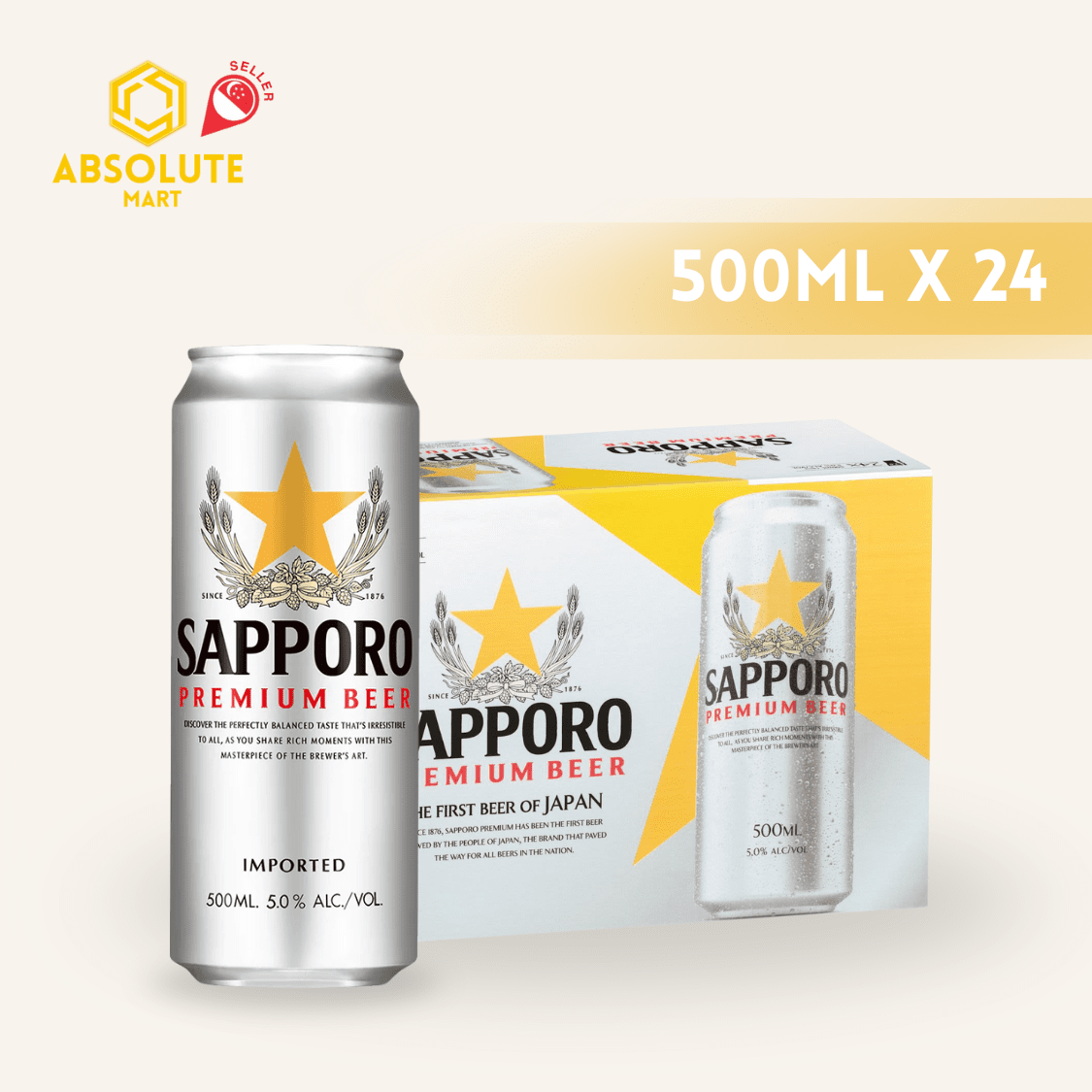 SAPPORO Premium Japanese Beer 500ML X 24 (CAN) - ABSOLUTE MARTSAPPORO Premium Japanese Beer 500ML X 24 (CAN)Alcoholic Beverages