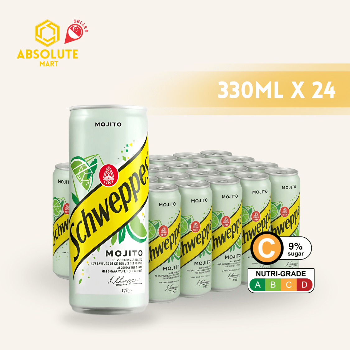 SCHWEPPES Mojito Europe 330ML X 24 (CAN) - ABSOLUTE MARTSCHWEPPES Mojito Europe 330ML X 24 (CAN)Cola & Classic Sodas