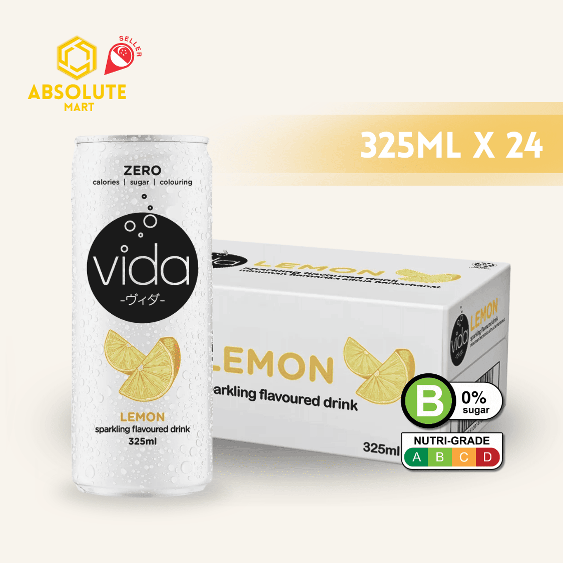 VIDA Zero Sparkling Lemon 325ML X 24 (CAN) - ABSOLUTE MARTVIDA Zero Sparkling Lemon 325ML X 24 (CAN)Flavoured Sparkling Drinks