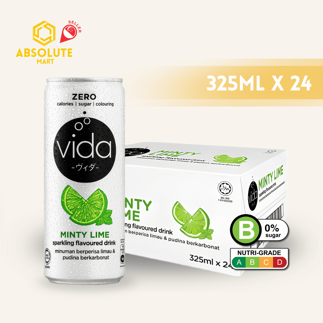 VIDA Zero Sparkling Minty Lime 325ML X 24 (CAN) - ABSOLUTE MARTVIDA Zero Sparkling Minty Lime 325ML X 24 (CAN)Flavoured Sparkling Drinks