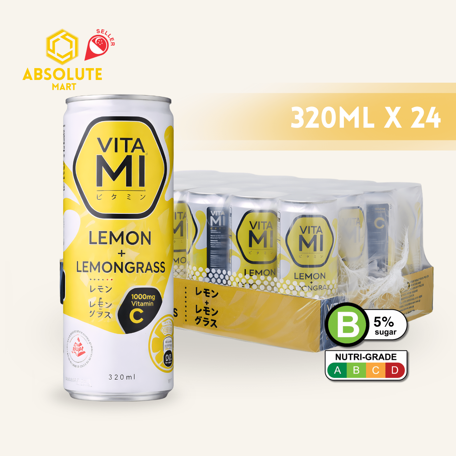 VITAMI Lemon & Lemongrass Vitamin Sparkling Drink 320ML X 24 (CAN) - ABSOLUTE MARTVITAMI Lemon & Lemongrass Vitamin Sparkling Drink 320ML X 24 (CAN)Flavoured Sparkling Drinks